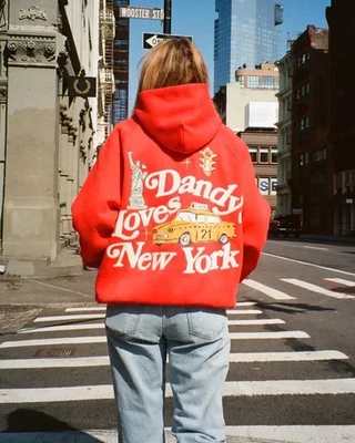 Dandy Worldwide NYC Exclusive Oversized Luxe Hoodie Red SM TIKTOK VIRAL FAST - Image 1 of 4