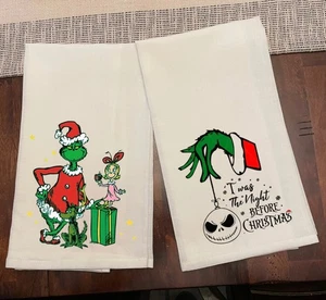 Grinch Christmas Kitchen Towel Tea Towel Cotton Flour Sack Size 28x28 - Picture 1 of 1