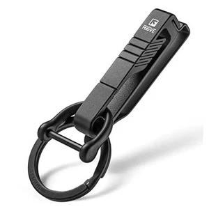 Key Belt Clip, Titanium Belt Key Holder Carabiner Keychain Clip Black - Bk1+d - Picture 1 of 7