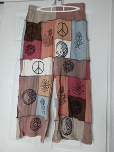 Patchwork Baumwolle Hippie Boho Yogahose weit Festival Freizeit Ethno L/XL neu mit Etikett MID - Bild 1 von 11