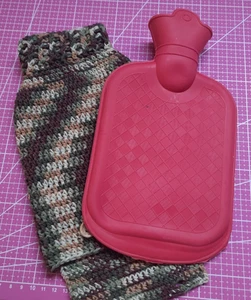 Wärmflasche mit Bezug * Gummi Wärme Flasche * braun grün beige * Bezug Waschbar - Bild 1 von 2