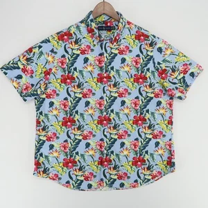 Ralph Lauren Shirt Mens XXL Blue Floral Tropical Hawaiian Short Sleeve Casual - Picture 1 of 7