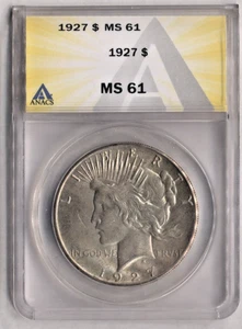 1927 PEACE DOLLAR ANACS MS61 - Bild 1 von 2