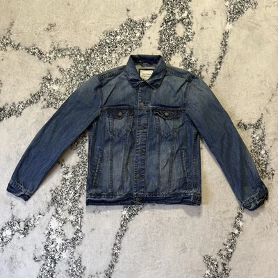 Old Navy Jacket Mens Size M Blue Dark Wash Denim Trucker Pockets Button Up - Image 1 of 4