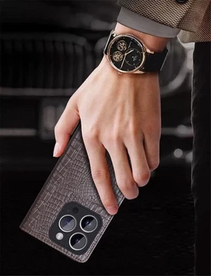 Magnetic Flip Case Genuine Leather For iPhone 16 Pro Max Crocodile Pattern Cover - Image 1 of 4