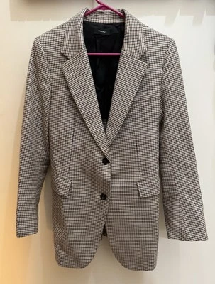 Theory Super Cinch Fremont Plaid Cotton Wool Blend Blazer Jacket Women’s Size 6 - Image 1 of 4