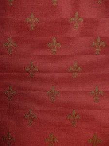 Paar S.HARRIS gebrauchte rot & gold gewebte Seide Fleur de Lis Vorhänge Paneele.  F-P5&6 - Bild 1 von 13