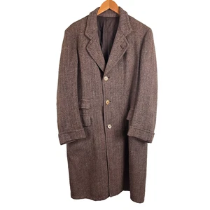 1930s Mens Tweed Blazer Brown Long Full Length Jacket Multi Fleck Size 38 USA - Picture 1 of 17