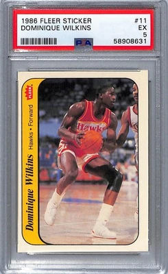 Pegatina Fleer 1986 Dominique Wilkins #11 PSA 5 Foto 1 de 2