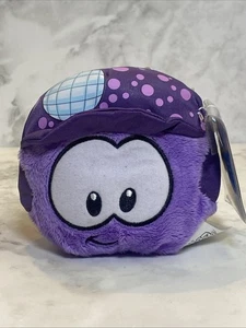 NEU Club Pinguin Serie 11 lila Puffle 4 Zoll Plüsch [Disco Ball Hut] mit Münze EBC25 - Bild 1 von 4