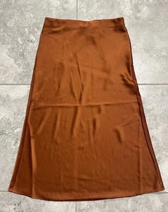 Gonna midi Rachel Zoe raso vita elastica bronzo ruggine rame boho nuova 2 - Foto 1 di 9