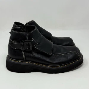 Dr. Martens 9304 Combat Boots Womens 10 Mens 9 Black Leather Biker England - Picture 1 of 17