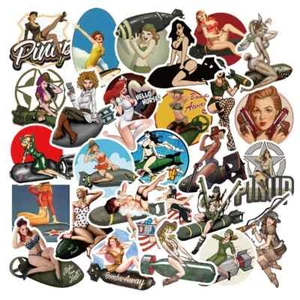 50 Pack Sexy Pin-up Girl WW2 vintage retro Bomber vinyl stickers decal garage - Bild 1 von 2