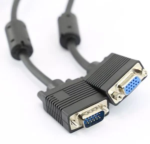 SHORT VGA MALE to FEMALE Extension Cable Extender Laptop PC to TV Monitor Video - Picture 1 of 10