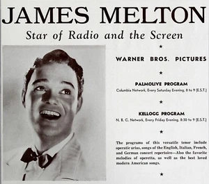 JAMES MELTON Opera Tenor 1930s Booking Ad Concert Orchestra Performers - Picture 1 of 2