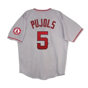 Maglia Albert Pujols Majestic Los Angeles Angels grigia da strada con toppa uomo M-2XL - Foto 1 di 3