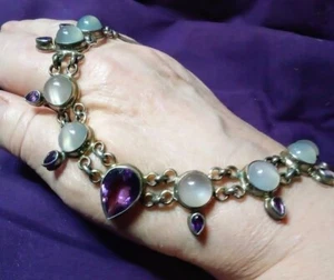 Faceted Amethyst and Moonstone  925 Sterling Silver Necklace - Picture 1 of 6