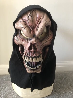 Horror Halloween vintage hooded evil skull vinyl mask - Image 1 of 4