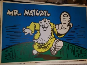 MISTER NATURAL VINTAGE 1970's HEADSHOP BLACKLIGHT POSTER MIDDLE FINGER -NICE! - Picture 1 of 5