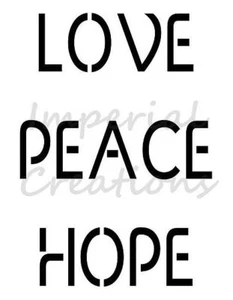 LOVE PEACE HOPE Words Saying 8.5" x 11" Stencil Plastic Sheet NEW S26 - Picture 1 of 2