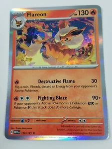 Flareon 136/165 Pokemon TCG Card Scarlet & Violet 151 Holo NM - Picture 1 of 2