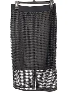 Ann Taylor Mesh Overlay Midirock Damen 4 schwarz Büro Whimsigoth dunkel feminin - Bild 1 von 6
