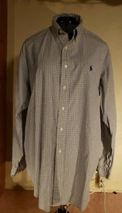 Mens Ralph Lauren Button Up Long Sleeve Shirt Check Size 16.5 34/35 Oxford - Picture 1 of 5