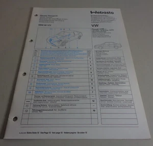 Einbauanweisung Webasto Calefacción Bbw 46-12V para VW Passat Stand 03/1989 - Imagen 1 de 1