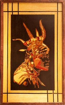 Ethnos samburu guerrero incrustación madera arte de pared decoración de pared cuadro de madera marquetería Foto 1 de 4