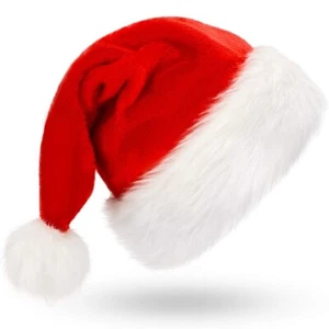 Top Grade Christmas Hat For Adults Christmas Hat Red Santa Claus Hat Unisex - Picture 1 of 3