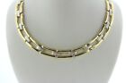 Quadri Italy 18K Yellow And White Gold Rectangle 8Mm Bar Link Necklace - 16.5"