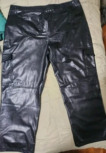 Abercrombie & Fitch 3X Taglia 22 Curve Love Pantaloni Vegan Pelle Nero Donna 46 - Foto 1 di 6
