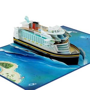 Cruise Ship Pop Up Card, Travel, Ocean, 3D Greeting Cards, 5x7", - Picture 1 of 7