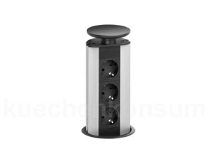 Evoline Port 3er Steckdose versenkbar Schwarz Steckdosenturm Steckdosenelement S - Bild 1 von 7