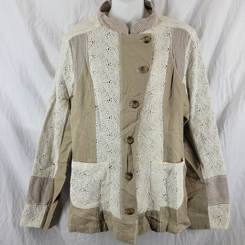 OFF WHITE Giacca di lino Sundance occhielli donna 14 topper tasche con bottoni beige bianco sporco