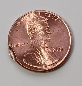 2001 Partial Collar Small Indent Error Penny Uncirculated - Picture 1 of 2