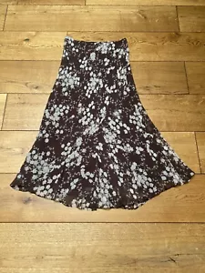 Langer brauner gefütterter Rock mit Viskose weiß Blumenmuster Marks & Spencer von M & S - Bild 1 von 10
