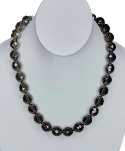 Vintage Signed Joan Rivers Faceted Heavy Crystal Statement Necklace Gray Green - Bild 1 von 8