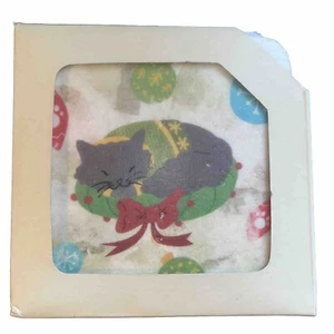 Coldwater Creek Sweater Cat Christmas Coasters Ceramic Set of 4 - Picture 1 of 4