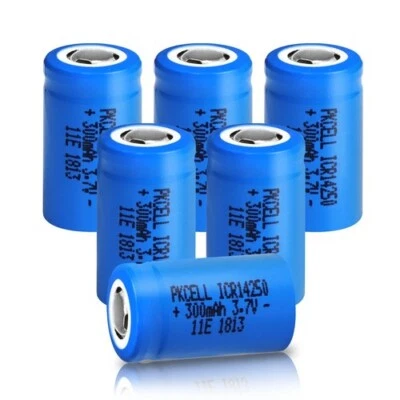 Batería recargable de iones de litio tapa plana tamaño 1/2AA 14250 3,7 V 300 mAh 6 piezas Foto 1 de 4