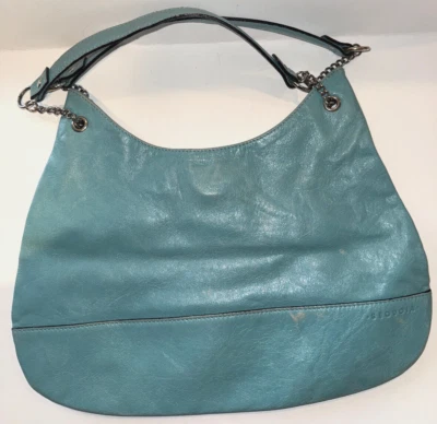 SEQUOIA Paris De Colección Aqua Cuero Suave Pequeño/Mediano Hobo Bolso de Hombro Doble Asa Foto 1 de 4