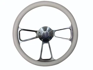 EZ-GO GEM RZR 14" White Half Wrap Billet Steering Wheel w Horn & Adapter TXT - Bild 1 von 2