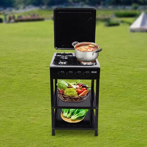 Outdoor 300000 BTU Stove Propane 4 Burner Portable Cooker BBQ Grill 2 Tier Rack - Picture 1 of 10