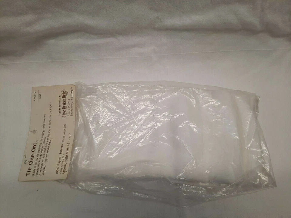 Ready to Dye Dyeable 46" x 46" Rayon Scarf Wrap Linda Dennis USA Vintage NIP - Image 1 of 4