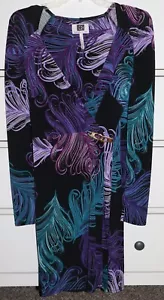Damen Laundry by Design Shelli Segal 3/4-Ärmel Kunsthalstuch Kleid Größe 2 ~ 34" L - Bild 1 von 10