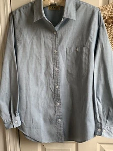 L.L. Bean Womens Size 8 Chambray Shirt Blouse Long Sleeve Button Up - Picture 1 of 8