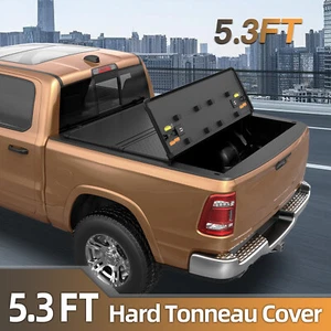 3-Fold 5.3FT Hard Truck Bed Tonneau Cover For 2005-2011 Dodge Dakota Fleetside - Picture 1 of 7