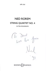 NED ROREM Compositore QUARTO DI ARCHI # 4 1° edizione spartito firmato a DAVID DEL TREDICI - Foto 1 di 1