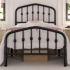 Twin/Full/Queen Bed Frames Metal Platform Bed with Arched Headboard/Footboard - Picture 1 of 22