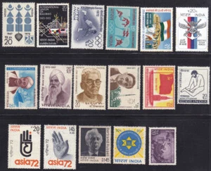 India 1972 juego completo de 17 estampillas nunca con bisagras como nuevas - Imagen 1 de 2